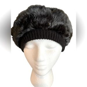 Jaclyn Smith Faux Fur Black Lined Hat Size Small Like New